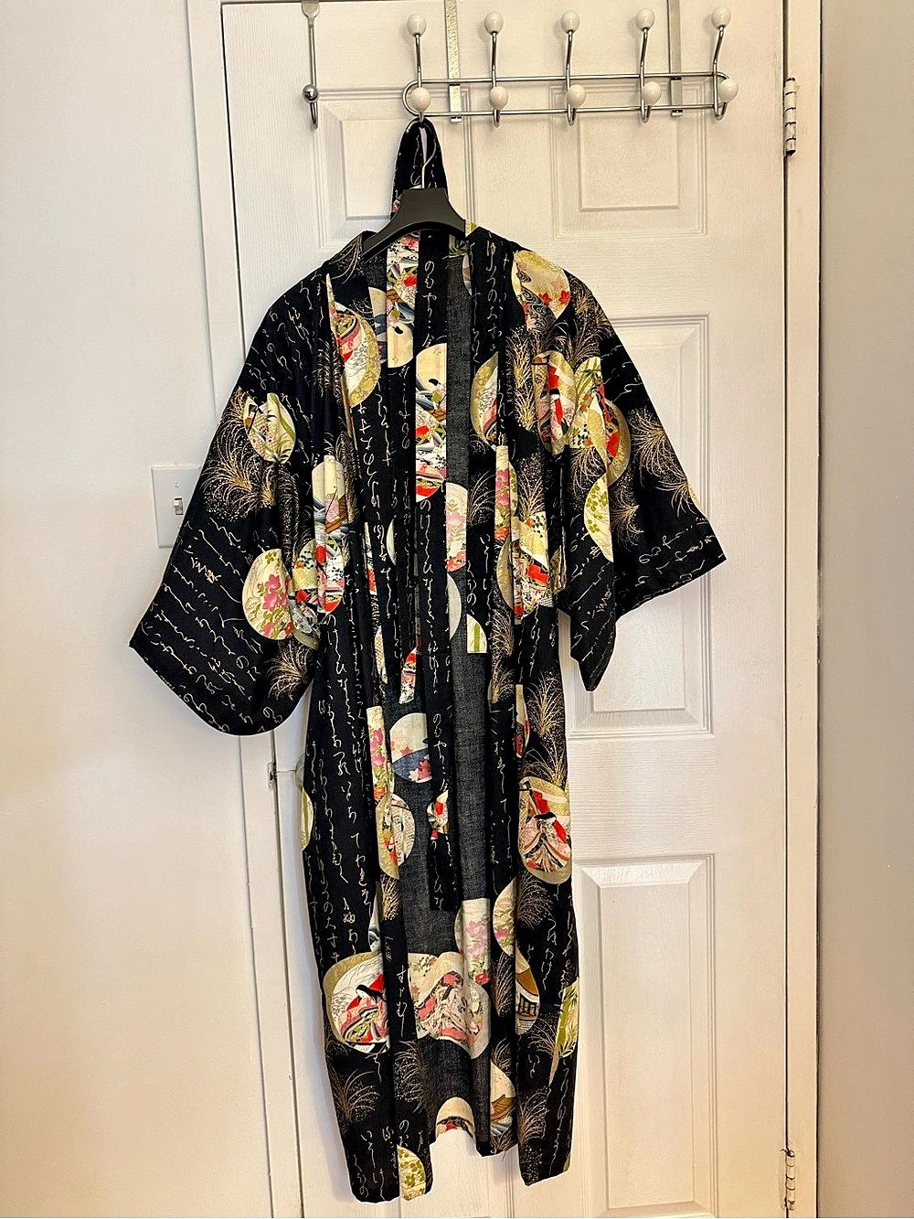 Japanese Cotton Kimono in Black & Gold